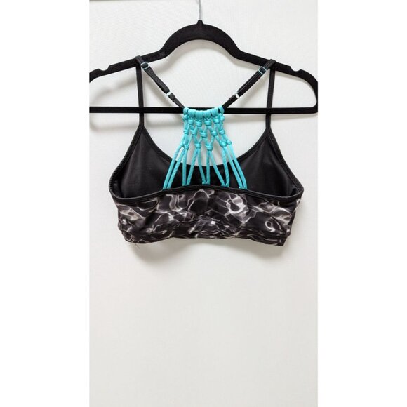 SO Black/White/Teal Macrame Sports Bra - Picture 2 of 2